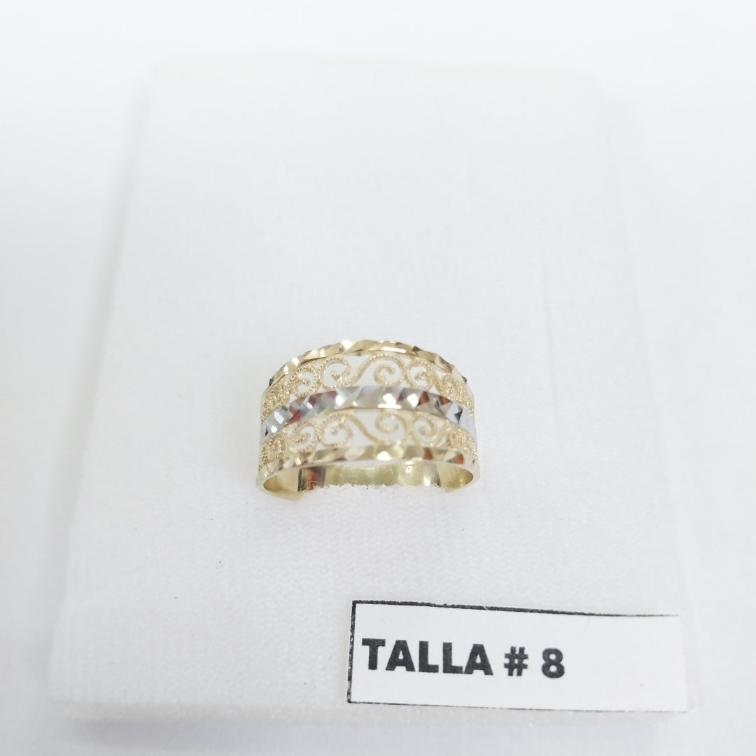 ANILLOS TIPO FILIGRANA COMBINADO 14K TALLA 8 2.7 GR (NUEVO)