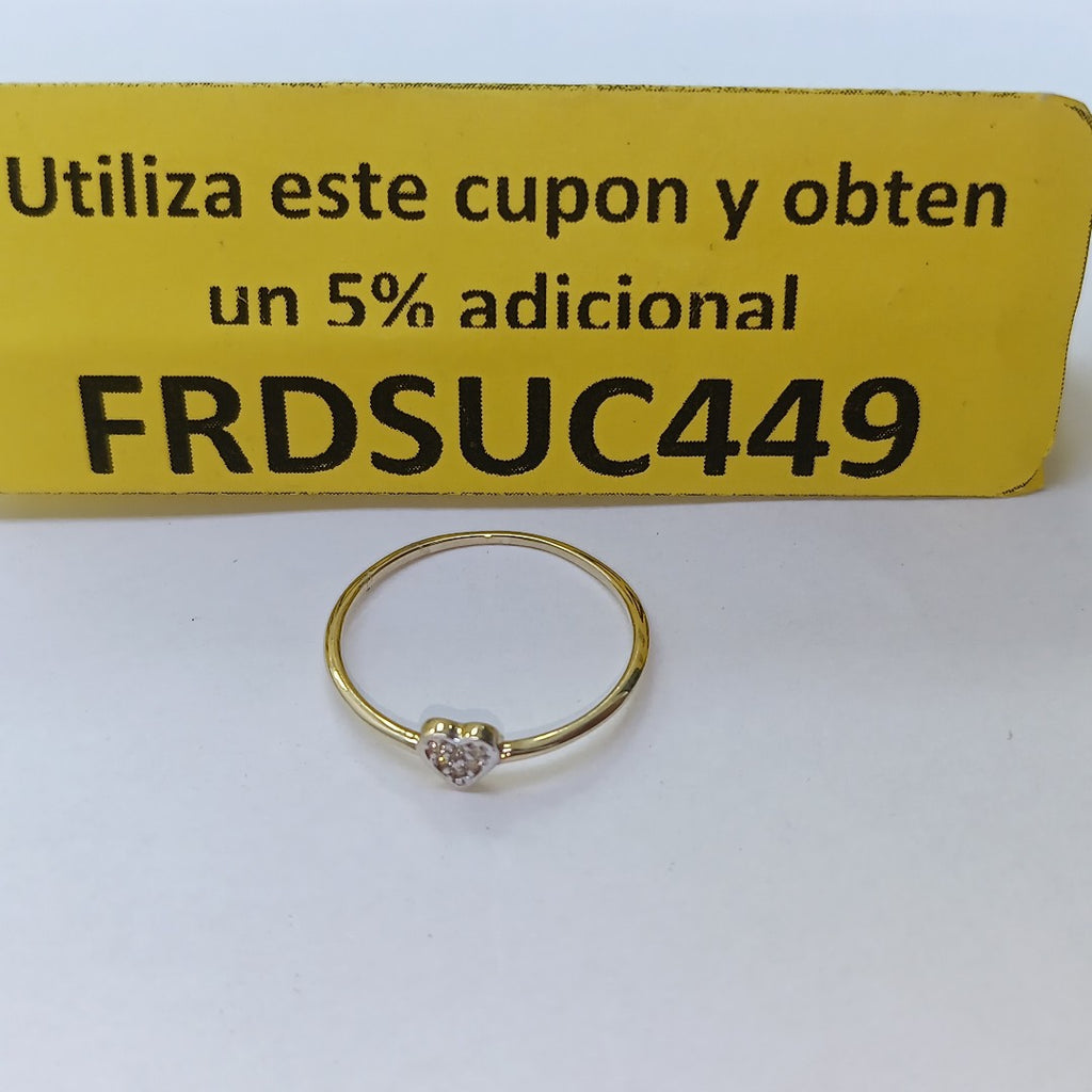 ANILLO ANILLITO CORAZON C CIRCONIA 14K 8 TALLA 0.8 GR (NUEVO)