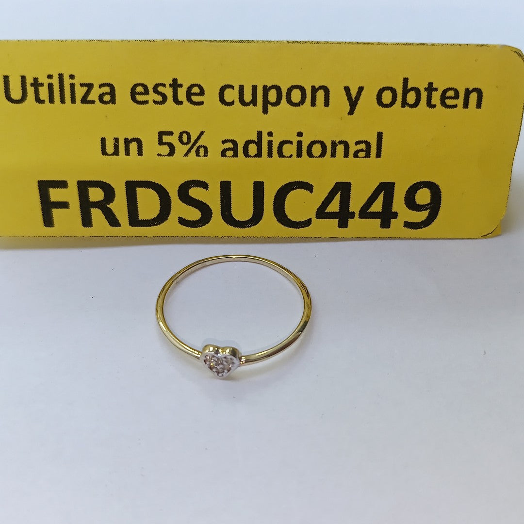 ANILLO ANILLITO CORAZON C CIRCONIA 14K 8 TALLA 0.8 GR (NUEVO)