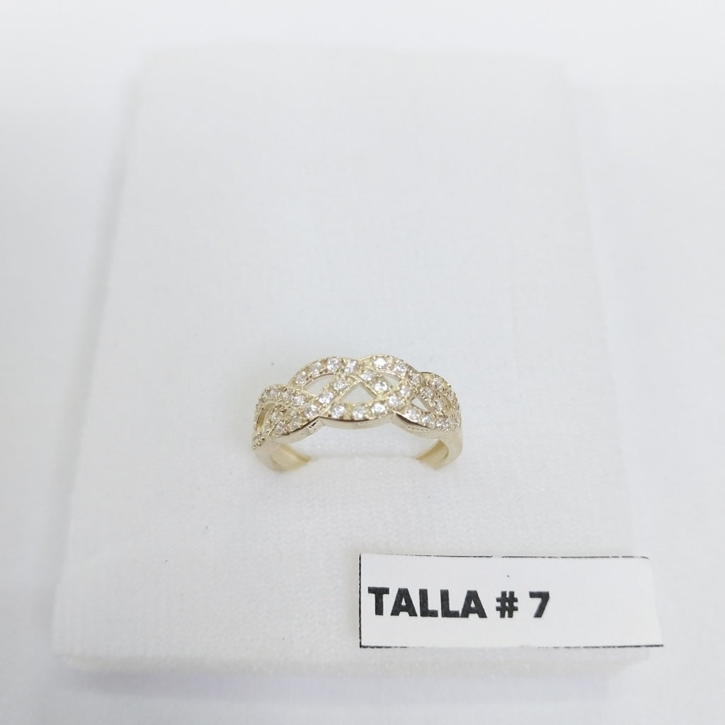 ANILLOS TRENZADO CON CIRCONIAS 14K TALLA 7 2.2 GR (NUEVO)
