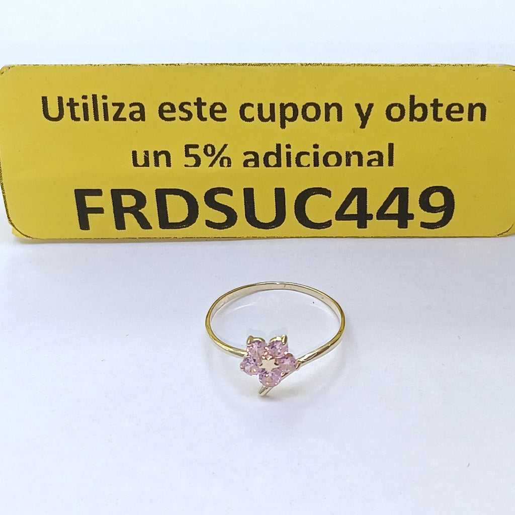 ANILLOS FIG FLOR CON PDRAS COL ROSA 14K TALLA 7.5 0.9 GR (NUEVO)