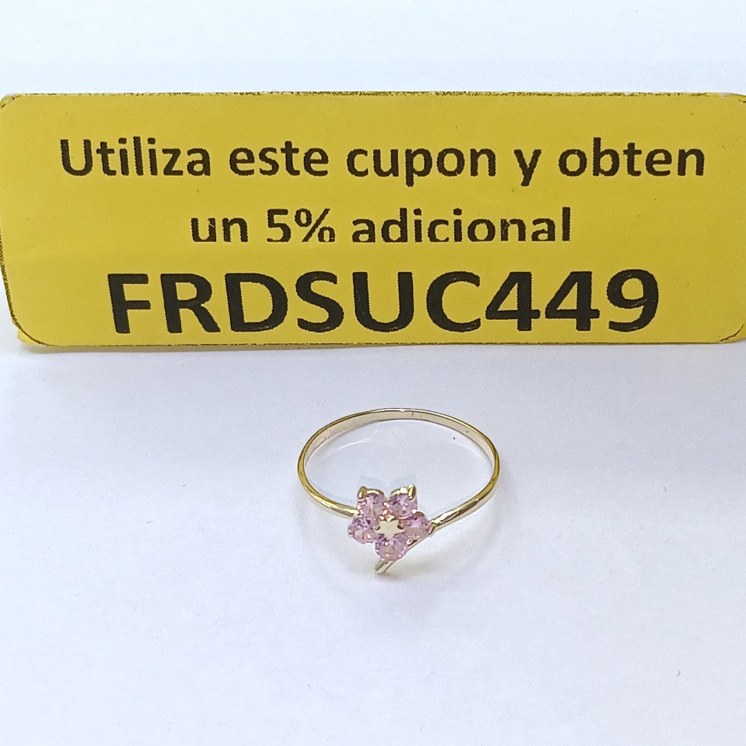 ANILLOS FIG FLOR CON PDRAS COL ROSA 14K TALLA 7.5 0.9 GR (NUEVO)