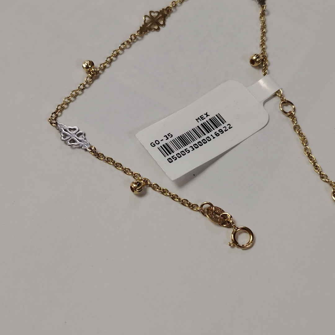 PULSERA ESPECIAL CON TREBOL 14K 18 CM 1.8 GR (NUEVO)