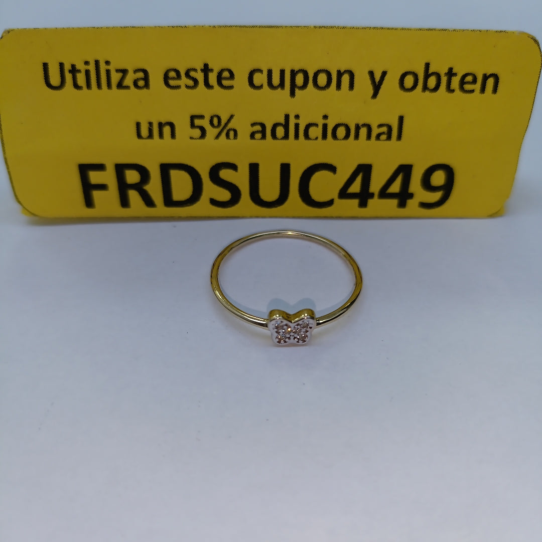 ANILLO ANILLITO MARIPOSA C CIRCONIAS 14K 8 TALLA 1 GR (NUEVO)