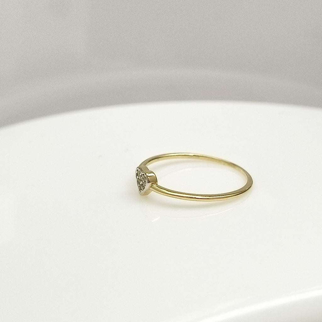 ANILLO ANILLITO CORAZON C CIRCONIA 14K 7 TALLA 0.9 GR (NUEVO)
