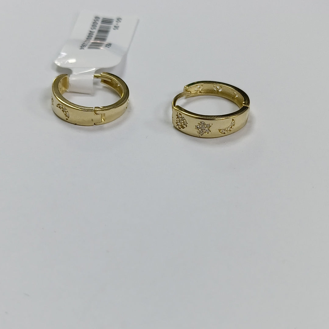 ARETES TEJIDO HUGGIES CON CIRCONIAS 14K 2.9 GR (NUEVO)