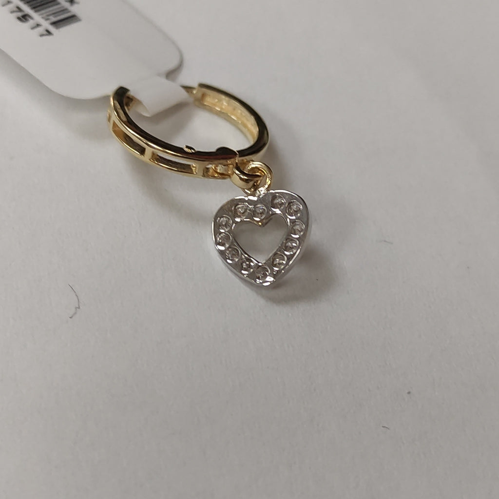 ARETES HUGGIES CON DIJE CORAZON Y CIRCONIAS 14K 2.2 GR (NUEVO)