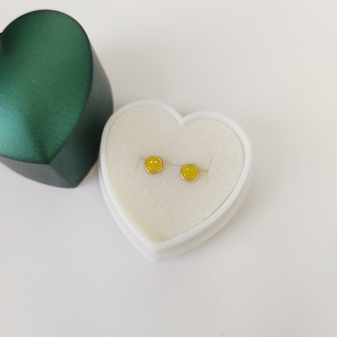 BROQUELES BROQUEL FIG SONRISA ESMALTE AMARILLO 14K 0.2074 GR (NUEVO)