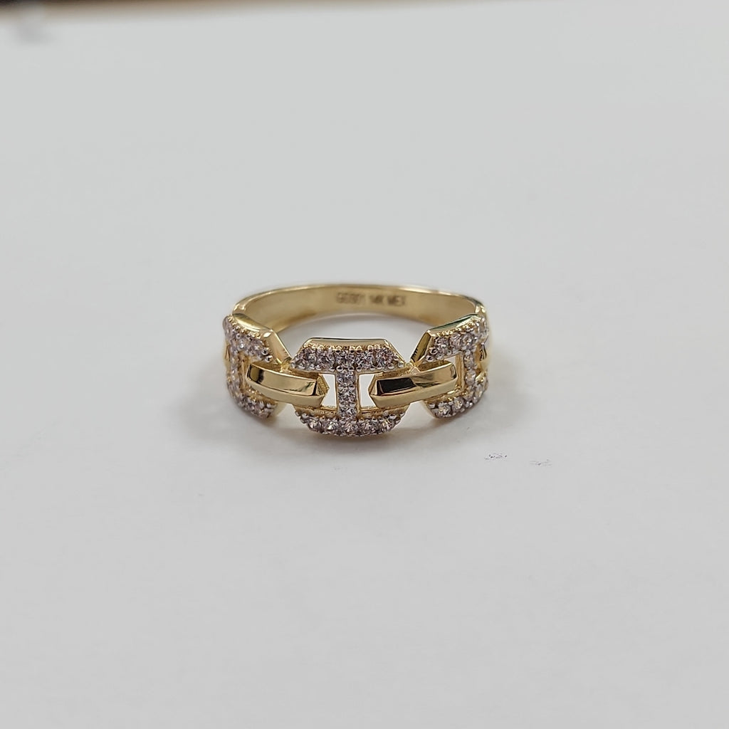 ANILLO ANILLITO C CIRCONIAS 14K 8 TALLA 2.9 GR (NUEVO)