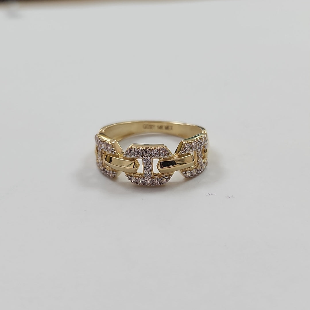 ANILLO ANILLITO C CIRCONIAS 14K 8 TALLA 2.9 GR (NUEVO)