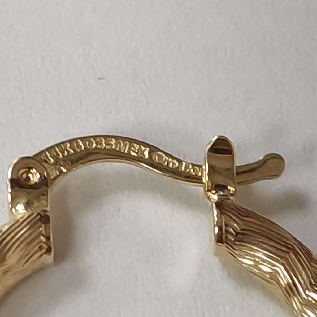 ARETES TEJIDO ARRACADA LABRADA 14K 2.7 GR (NUEVO)