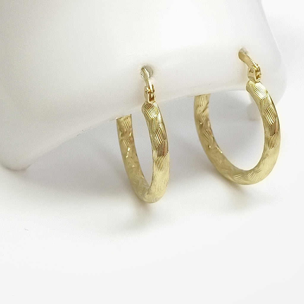 ARETES TEJIDO ARRACADA LABRADA 14K 2.7 GR (NUEVO)