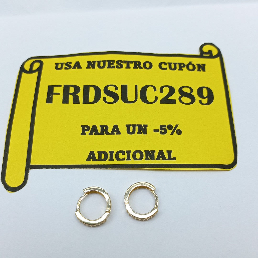 ARETES HUGGIES C CIRCONIAS 14K 2.2 GR (NUEVO)