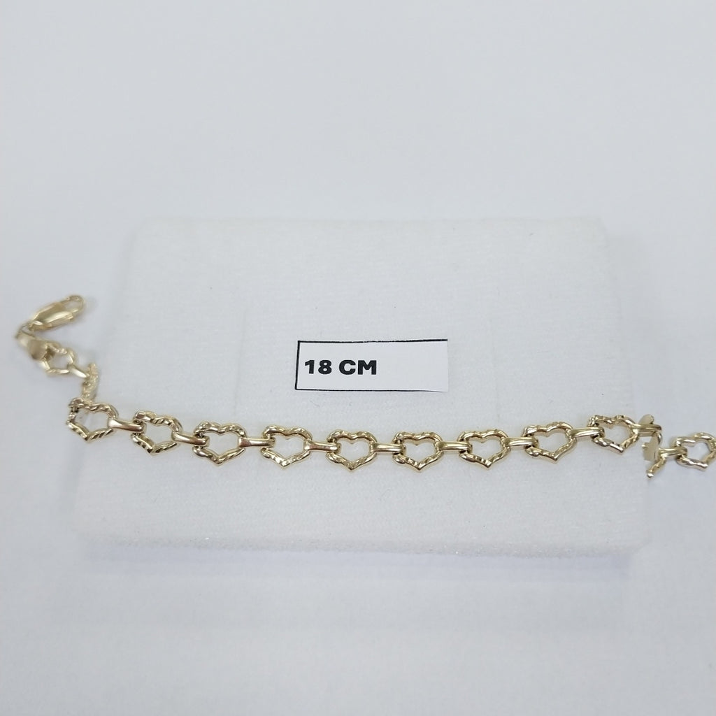 PULSERA ESPECIAL CON CORAZONES 14K 18 CM 4.1 GR (NUEVO)