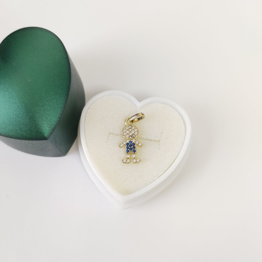 DIJE NIÑO CON CIRCONIAS Y PIEDRAS DE COLOR 10K 0.8 GR (NUEVO)