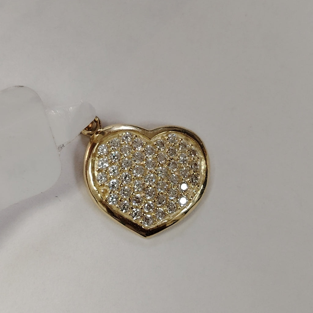 DIJE TEJIDO CORAZON CON CIRCONIAS 14K 1.8 GR (NUEVO)