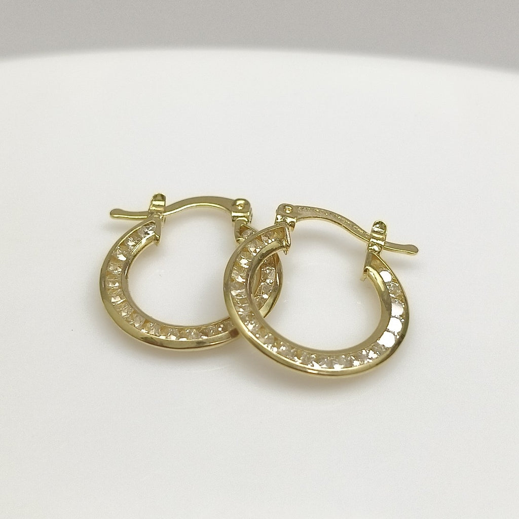 ARETES ARRACADAS CON CIRCONIAS 14K 2.3 GR (NUEVO)