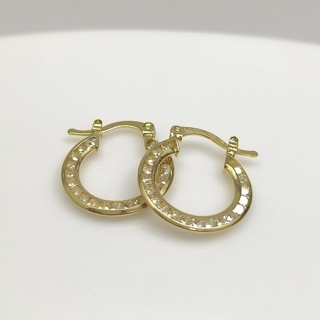 ARETES ARRACADAS CON CIRCONIAS 14K 2.3 GR (NUEVO)