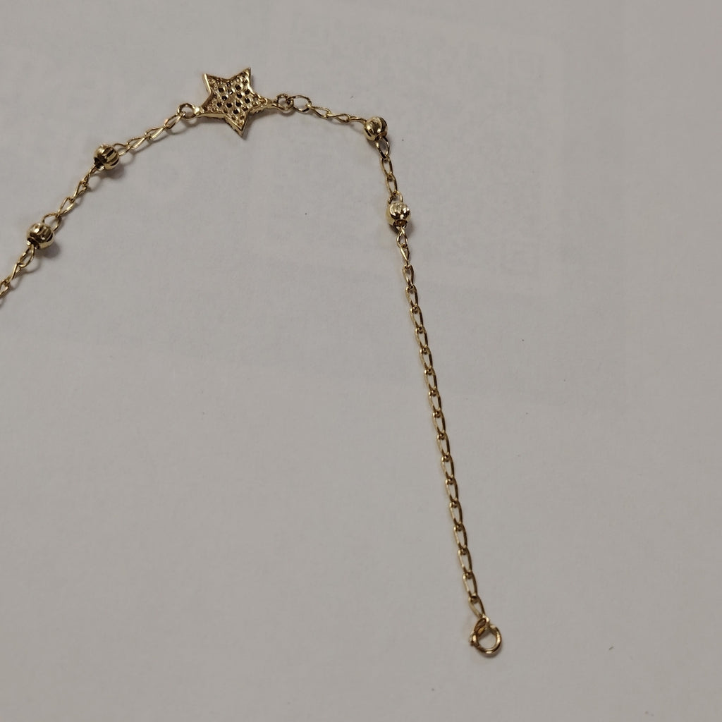 PULSERA ESPECIAL CON ESTRELLA Y CIRCONIAS 14K 18 CM 1.4 GR (NUEVO)