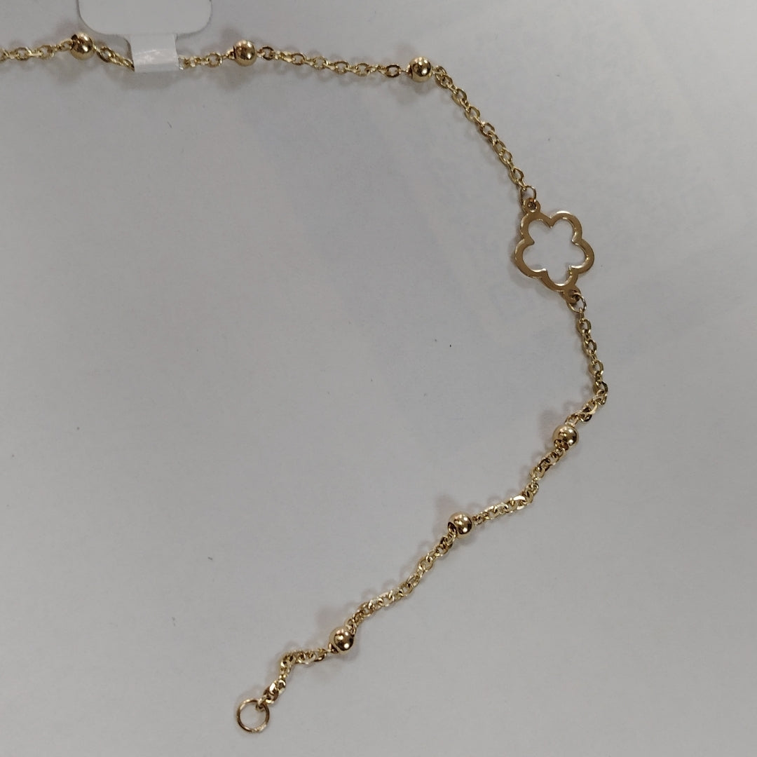 PULSERA TEJIDO ESPECIAL CON FLOR 14K 18 CM 1.6 GR (NUEVO)