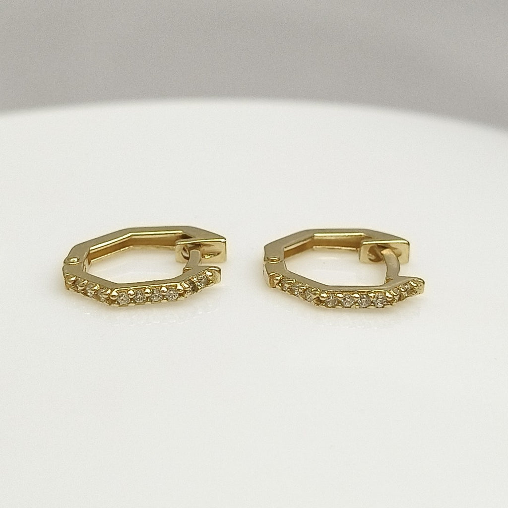 ARETES HUGIES C CIRCONIAS 14K 1.5 GR (NUEVO)