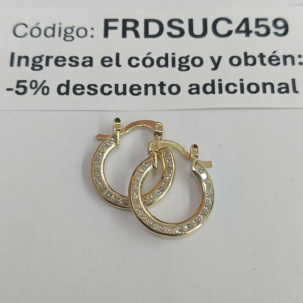 ARETES ARRACADAS CON CIRCONIAS 14K 2.3 GR (NUEVO)