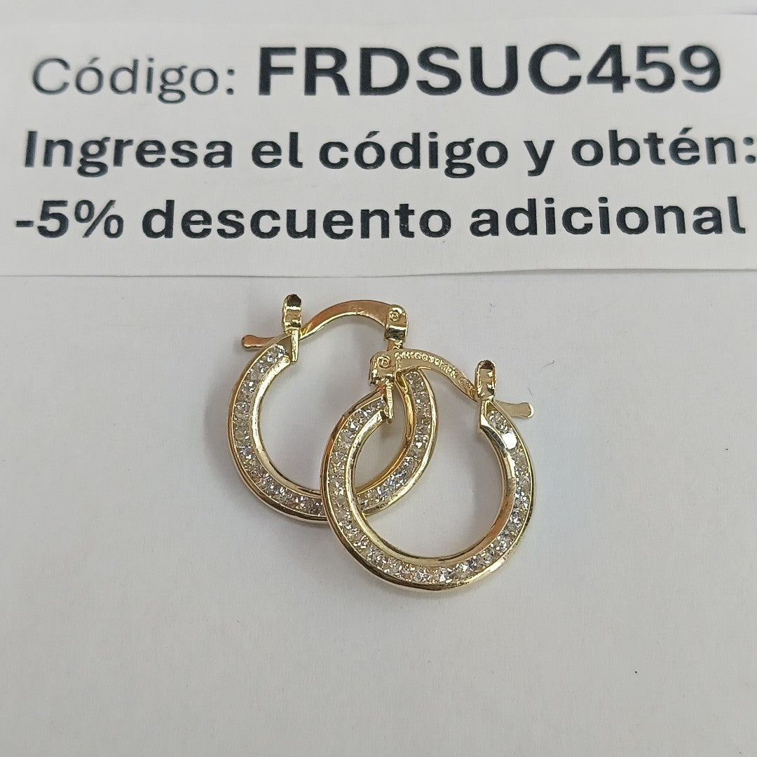 ARETES ARRACADAS CON CIRCONIAS 14K 2.3 GR (NUEVO)