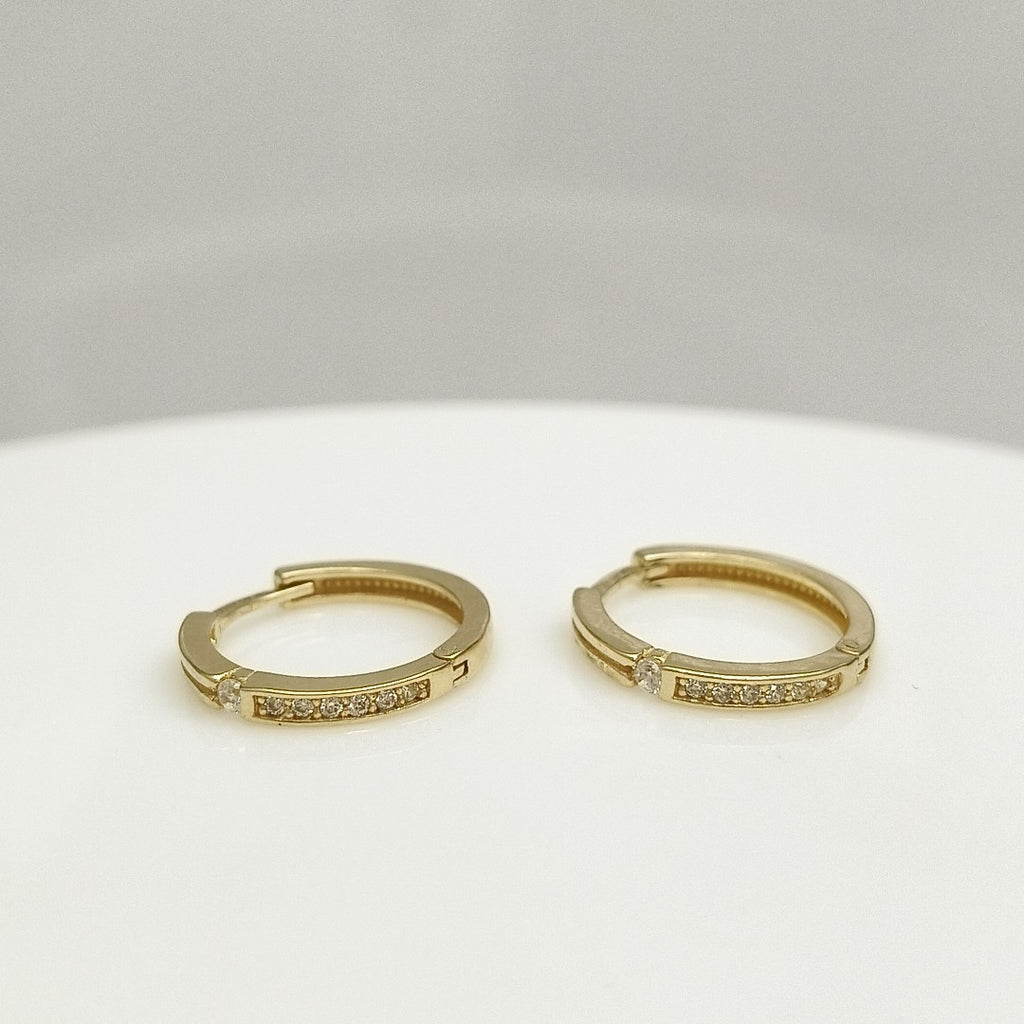 ARETES ARRACADAS C CIRCONIAS 14K 2.4 GR (NUEVO)