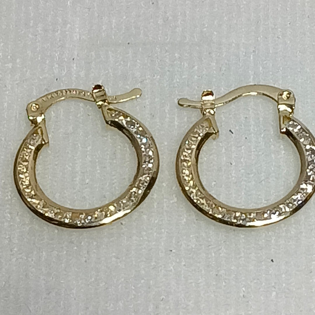 ARETES ARRACADAS CON CIRCONIAS 14K 2.4 GR (NUEVO)