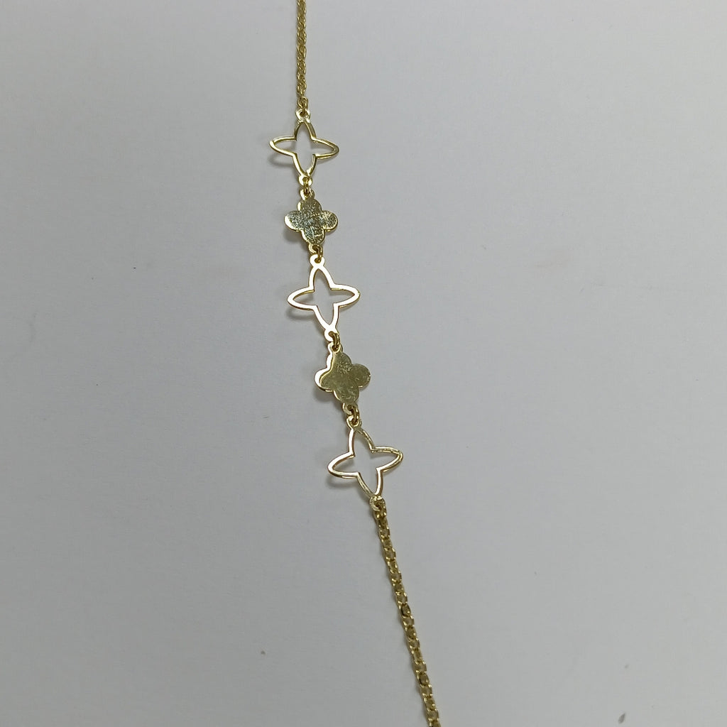 PULSERA TEJIDO ESP CON TREBOL 14K 18 CM 1.5 GR (NUEVO)