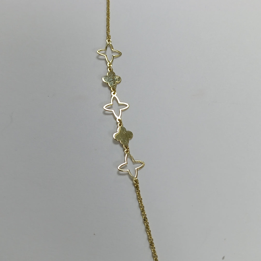 PULSERA TEJIDO ESP CON TREBOL 14K 18 CM 1.5 GR (NUEVO)