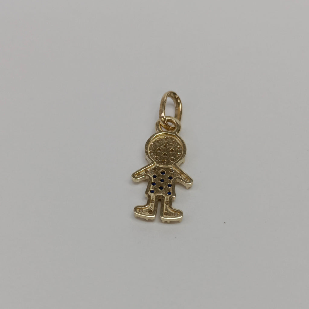 DIJE NIÑO CON CIRCONIAS Y PIEDRAS DE COLOR 10K 0.9 GR (NUEVO)