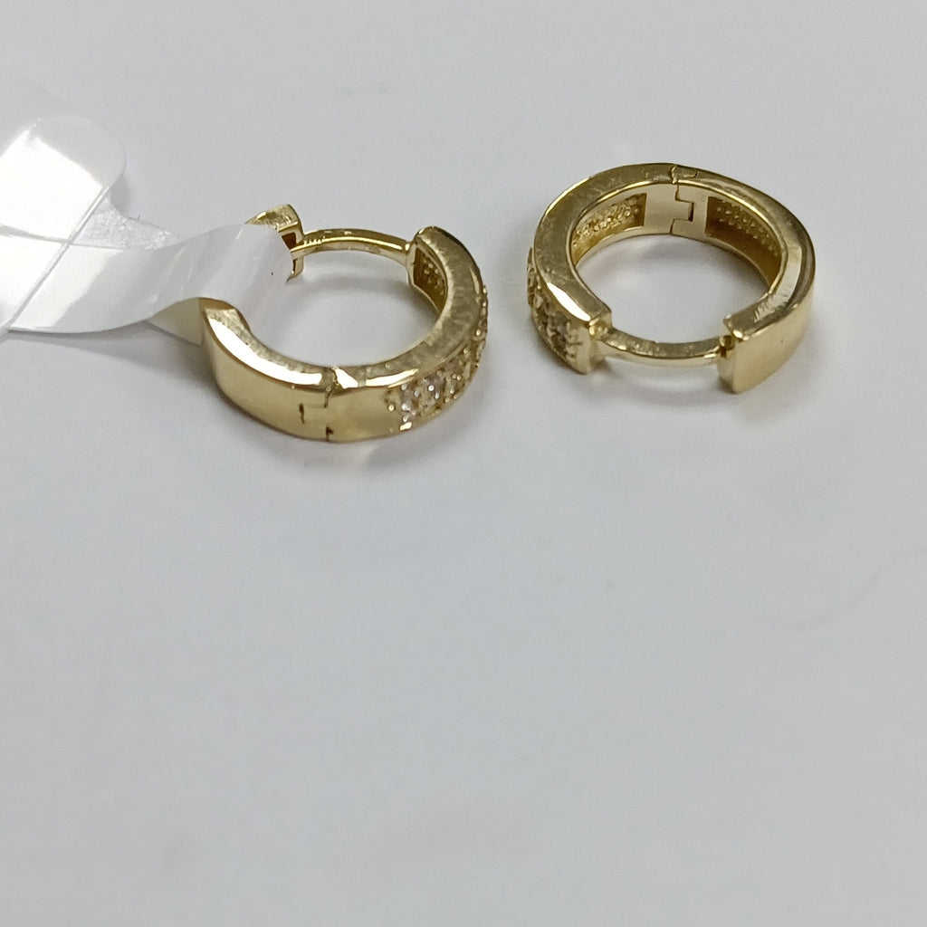 ARETES HUGGIES C CIRCONIAS 14K 2.2 GR (NUEVO)