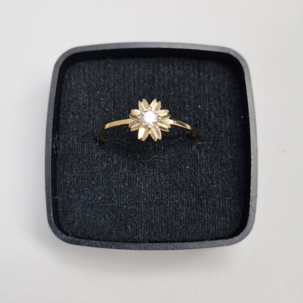 ANILLOS FLOR Y CIRCONIA 14K TALLA 8 1.1 GR (NUEVO)