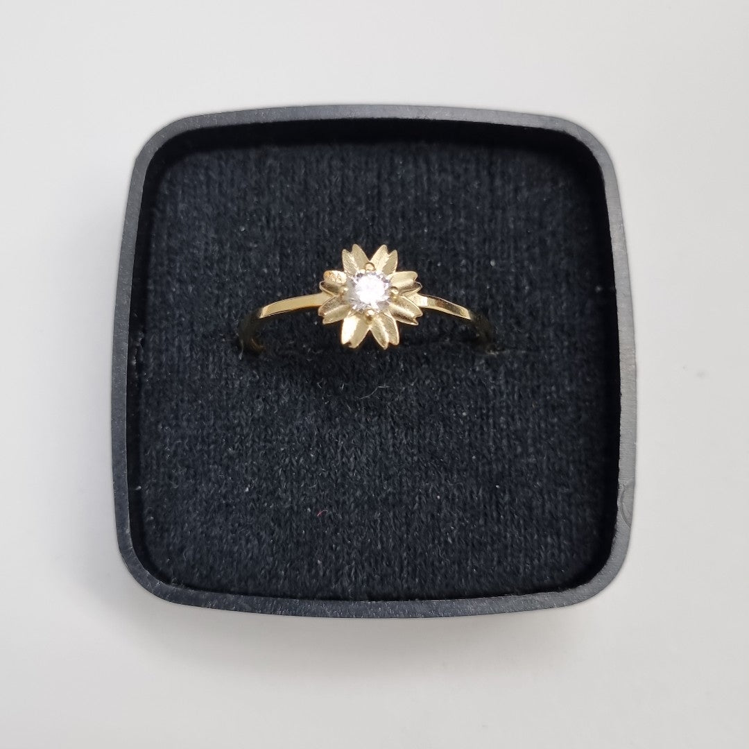 ANILLOS FLOR Y CIRCONIA 14K TALLA 8 1.1 GR (NUEVO)