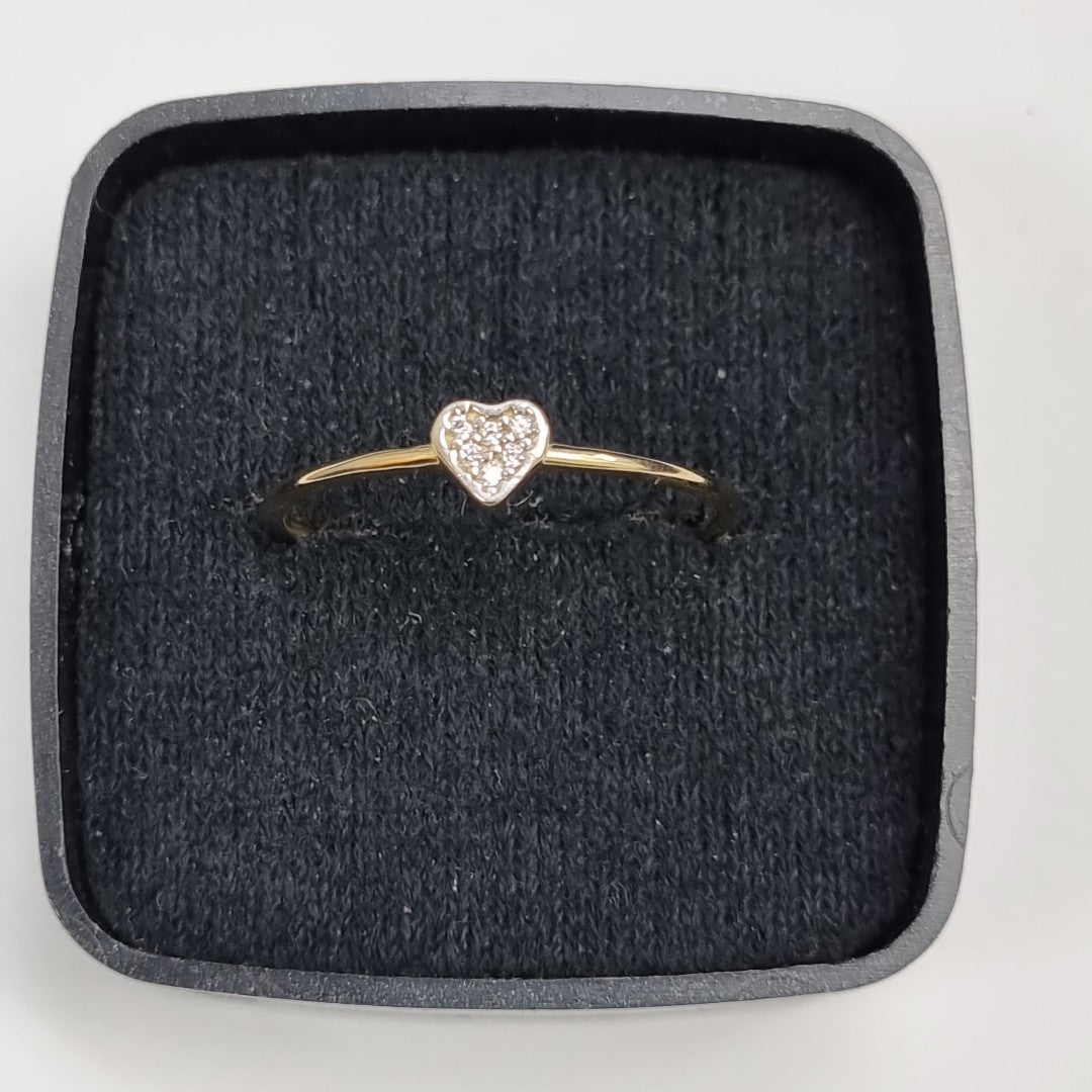 ANILLO ANILLITO CORAZON C CIRCONIA 14K 9 TALLA 0.9 GR (NUEVO)