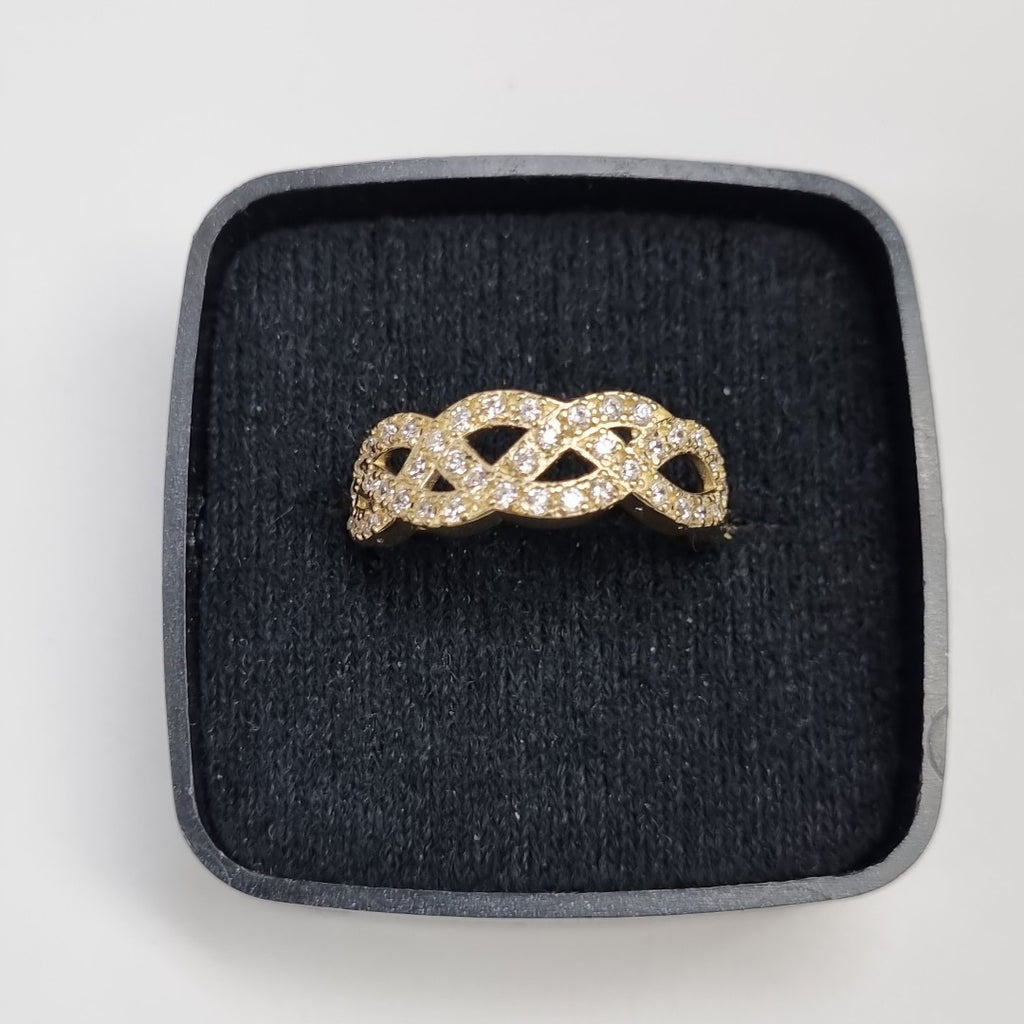ANILLOS TRENZADO CON CIRCONIAS 14K TALLA 6.5 2.3 GR (NUEVO)