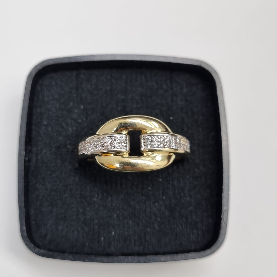 ANILLO ANILLITO C CIRCONIAS 10K 8.5 TALLA 2.7 GR (NUEVO)
