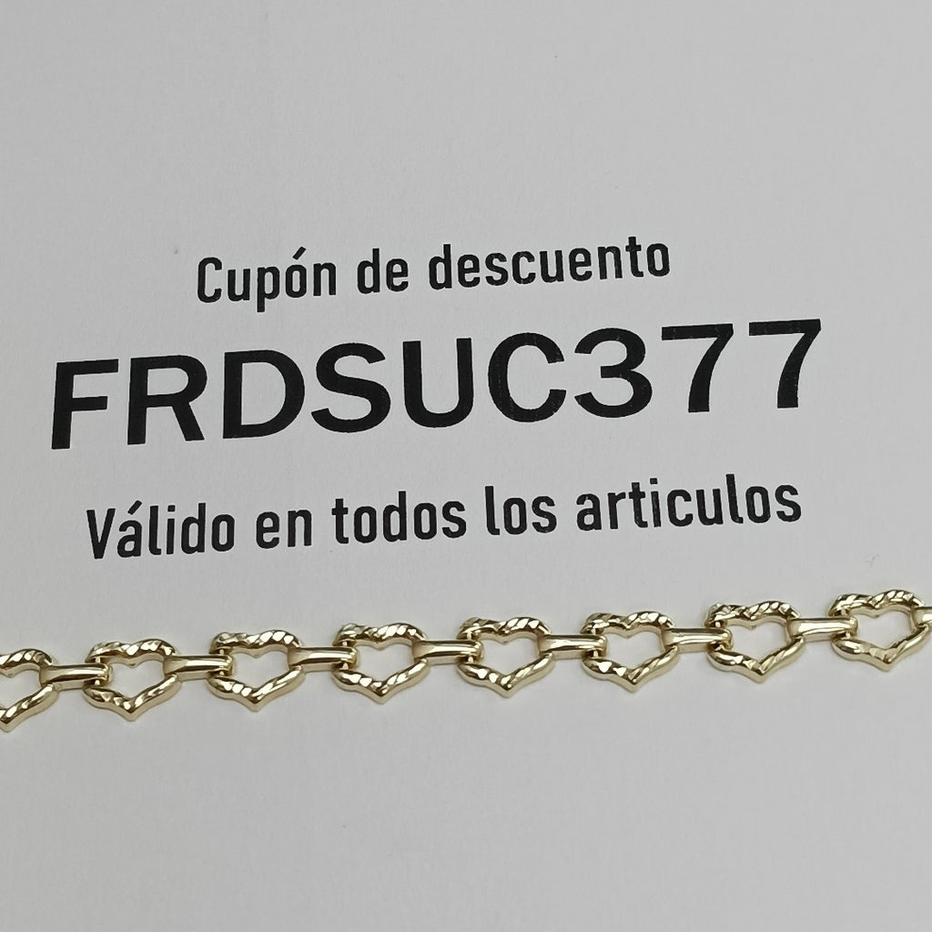 PULSERA ESPECIAL CON CORAZONES 14K 18 CM 4.2 GR (NUEVO)