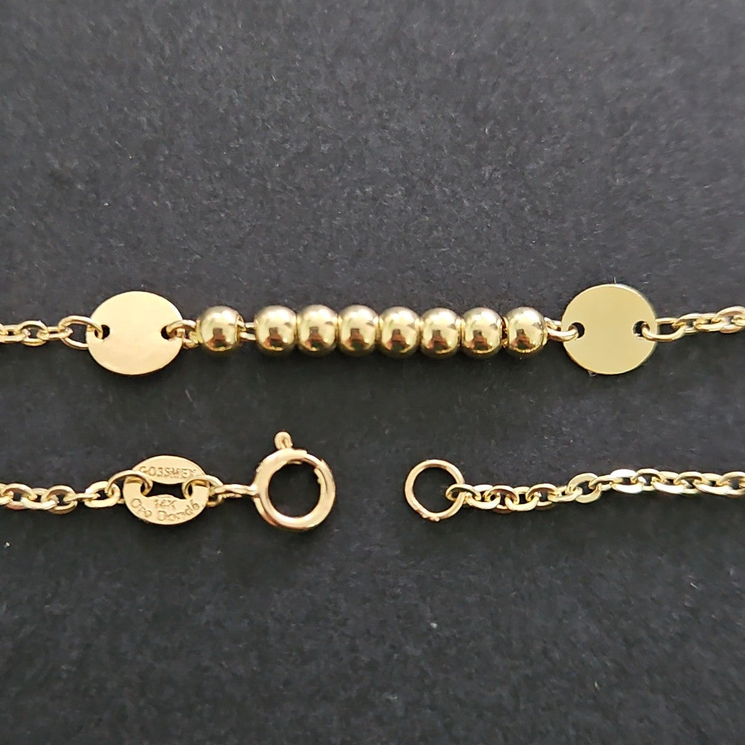 PULSERA TEJIDO ESPECIAL CON BOLITAS 14K 18 CM 1.8 GR (NUEVO)