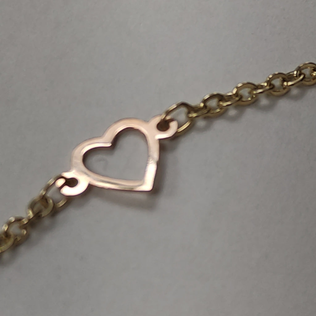 PULSERA ESPECIAL CON CORAZONES 14K 18 CM 1.2 GR (NUEVO)