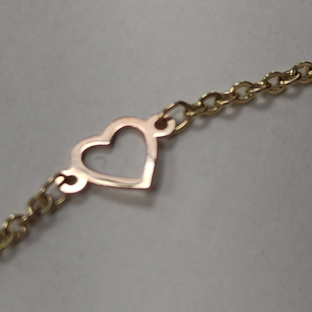 PULSERA ESPECIAL CON CORAZONES 14K 18 CM 1.2 GR (NUEVO)
