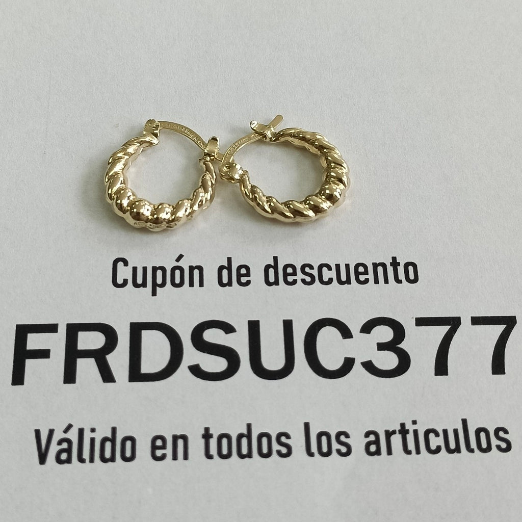 ARETES ARRACADAS TZL HUECAS 14K 1.5 GR (NUEVO)