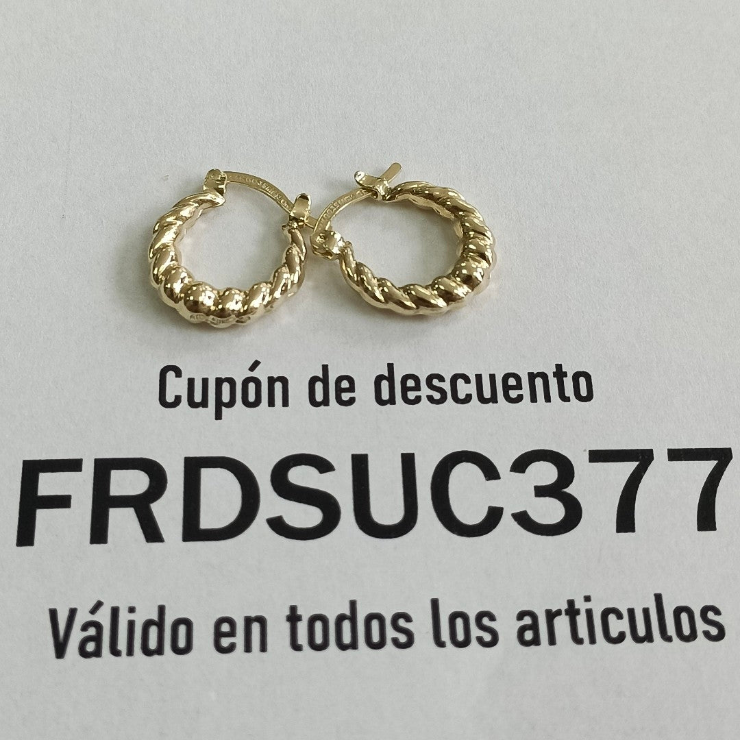 ARETES ARRACADAS TZL HUECAS 14K 1.5 GR (NUEVO)