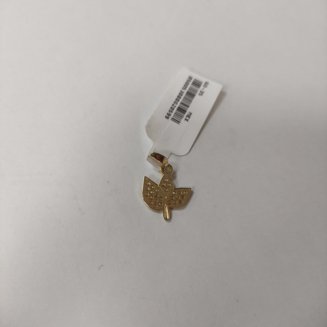 DIJE TEJIDO HOJAS CON CIRCONIAS 14K 1 GR (NUEVO)