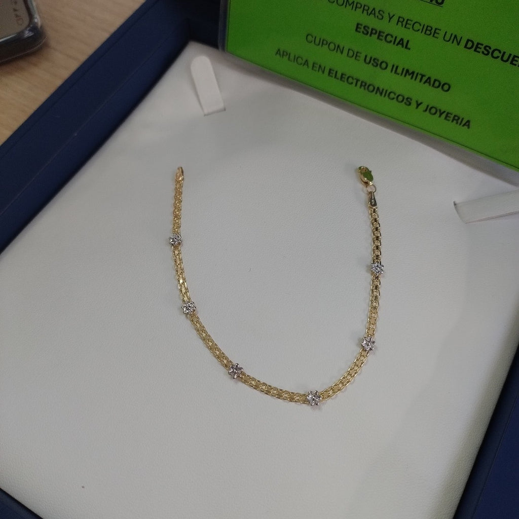 PULSERA ESPECIAL C FLORES 14K 18 CM 2.9 GR (NUEVO)