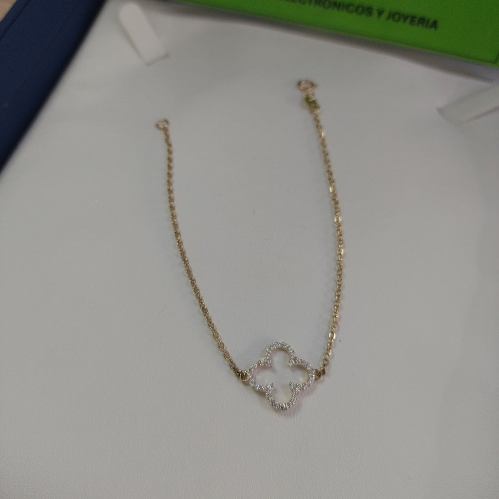 PULSERA TEJIDO ESPECIAL C CIRCONIAS 14K 18 CM 1.8 GR (NUEVO)