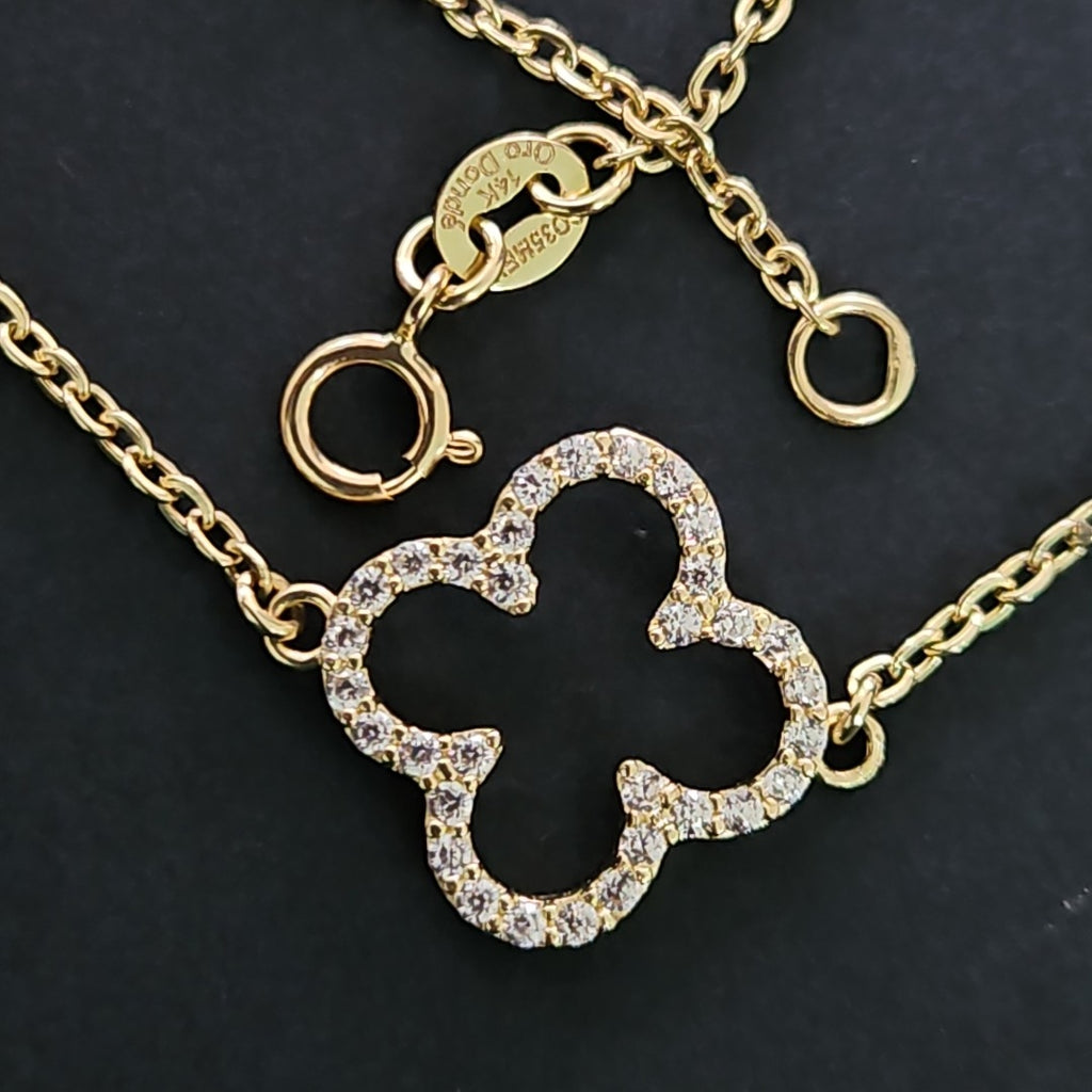 PULSERA TEJIDO ESPECIAL C CIRCONIAS 14K 18 CM 1.8 GR (NUEVO)