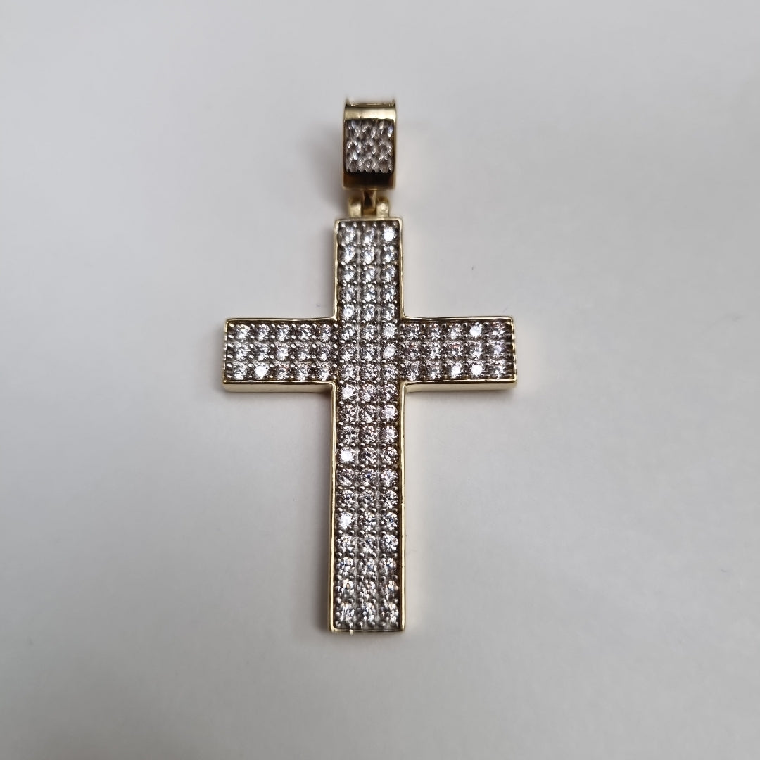 DIJE CRUZ C CIRCONIAS 14K 4.7 GR (NUEVO)