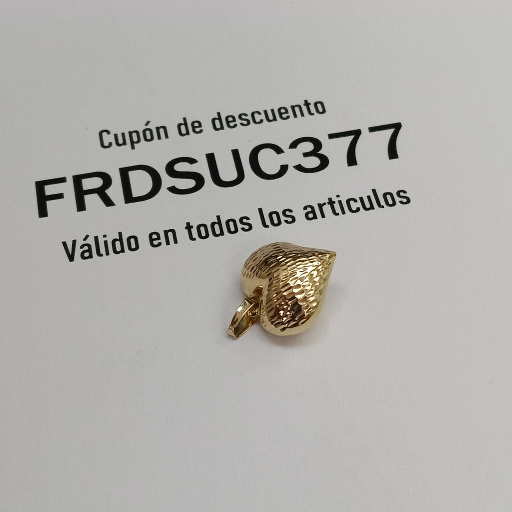 DIJE TEJIDO CORAZON LABRADO 14K 0.9 GR (NUEVO)